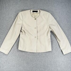 Vintage Harve Benard Collection Blazer Jacket Womens Medium Beige Lined Tailored
